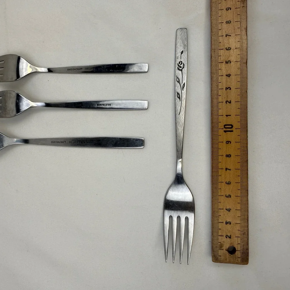 Oneidacraft Deluxe Stainless Nordic Rose Forks Set of 4 MCM Flatware